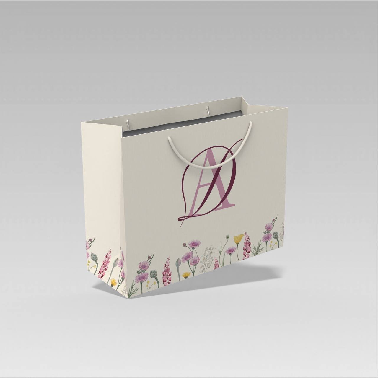 كيس مع طباعة (ملون-أي لون)  - حبل